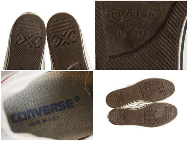 90s USA製 ★ コンバース オールスター ローカット US 9 1/2 28cm / オールド アメリカ製 Converse ALLSTAR スニーカー ナチュラル 靴 白