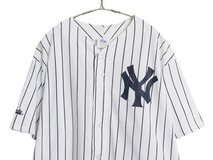 ヤンキース USA製 ベースボール シャツ メンズ XL / MLB オフィシャル マジェスティック 大リーグ ユニフォーム ゲームシャツ 大きいサイズ