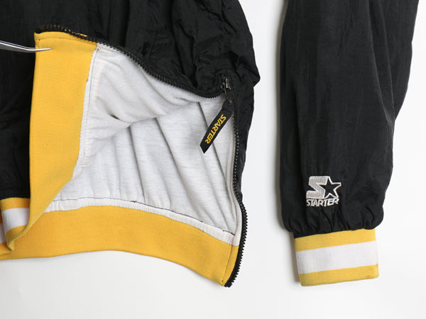 90s ペンギンズ ナイロン ジャケット メンズ XL 古着 オールド NHL オフィシャル スターター ホッケー ウィンドブレーカー 大きいサイズ 黒
