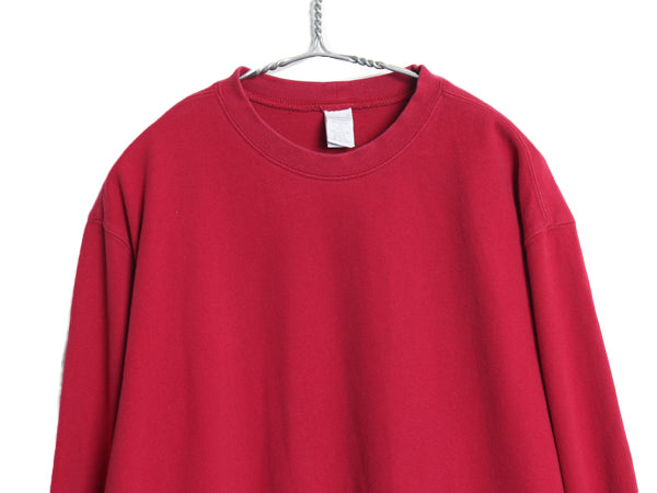 90s ランズエンド 無地 長袖 Tシャツ S メンズ レディース L 程 オールド ロンT ストレッチ スムース コットン ポケット付き カットソー 赤