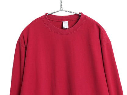 90s ランズエンド 無地 長袖 Tシャツ S メンズ レディース L 程 オールド ロンT ストレッチ スムース コットン ポケット付き カットソー 赤