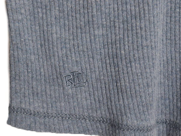 ローレン ラルフローレン ハーフジップ 長袖 Tシャツ レディース XL / コットン ストレッチ リブ編み カットソー 段リブ ショルダーパッチ