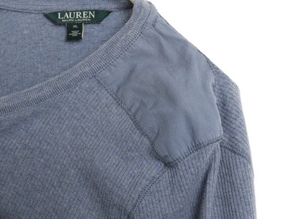 ローレン ラルフローレン ハーフジップ 長袖 Tシャツ レディース XL / コットン ストレッチ リブ編み カットソー 段リブ ショルダーパッチ