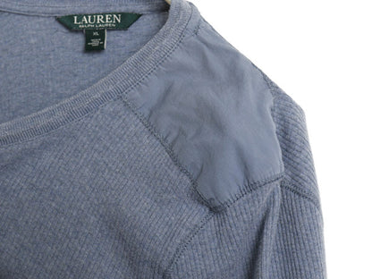 ローレン ラルフローレン ハーフジップ 長袖 Tシャツ レディース XL / コットン ストレッチ リブ編み カットソー 段リブ ショルダーパッチ