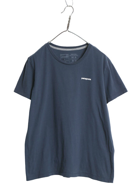 パタゴニア 両面 プリント 半袖 Tシャツ レディース L 21年製 アウトドア P6 バックプリント ボックスロゴ カットソー シンプル ネイビー
