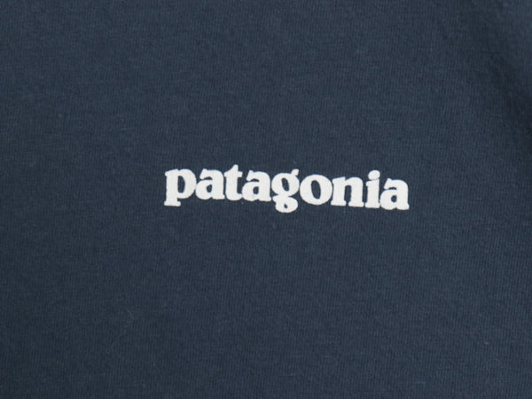 パタゴニア 両面 プリント 半袖 Tシャツ レディース L 21年製 アウトドア P6 バックプリント ボックスロゴ カットソー シンプル ネイビー