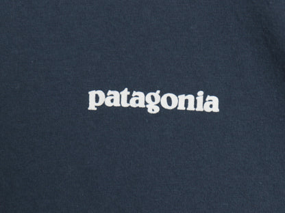 パタゴニア 両面 プリント 半袖 Tシャツ レディース L 21年製 アウトドア P6 バックプリント ボックスロゴ カットソー シンプル ネイビー