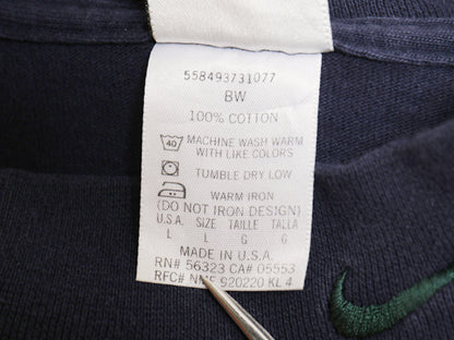 90s USA製 ナイキ モックネック 長袖 Tシャツ メンズ L / オールド ワンポイント スウッシュ ハイネック ロンT ヘビーウェイト コットン 紺