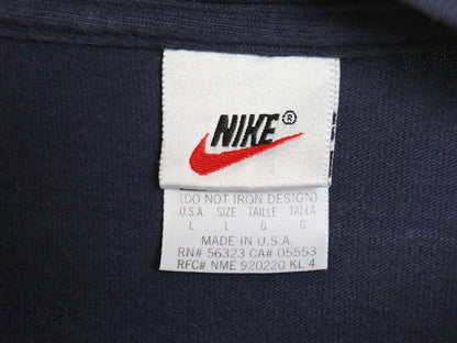 90s USA製 ナイキ モックネック 長袖 Tシャツ メンズ L / オールド ワンポイント スウッシュ ハイネック ロンT ヘビーウェイト コットン 紺