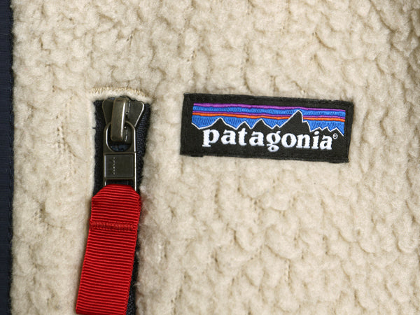 パタゴニア レトロ パイル ベスト メンズ XL 19年製 フリース フルジップ アウトドア 重ね着 前開き ワンポイント 大きいサイズ ナチュラル