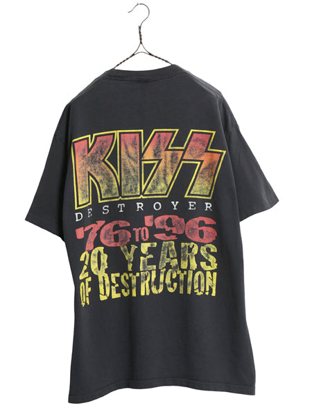 90s ★ キッス ツアー イラスト プリント Tシャツ メンズ XL 古着 オールド 当時物 オフィシャル バンド ロック シングルステッチ ブラック
