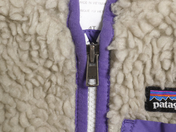 パタゴニア レトロX フリース ベスト キッズ ベビー 4歳 100cm 古着 14年製 アウトドア ボア パイル フルジップ 子ども 重ね着 ナチュラル