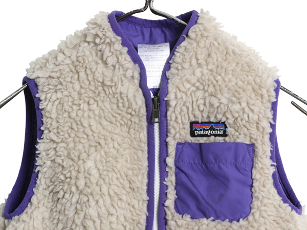 パタゴニア レトロX フリース ベスト キッズ ベビー 4歳 100cm 古着 14年製 アウトドア ボア パイル フルジップ 子ども 重ね着 ナチュラル