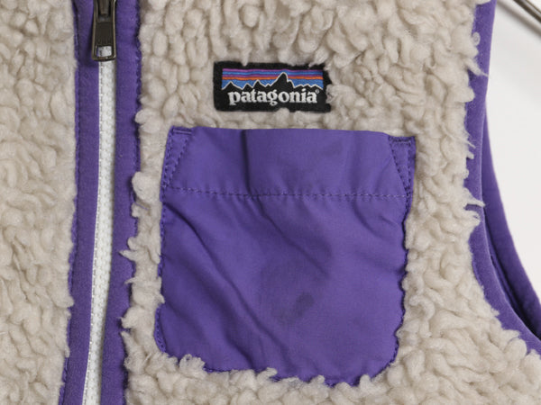 パタゴニア レトロX フリース ベスト キッズ ベビー 4歳 100cm 古着 14年製 アウトドア ボア パイル フルジップ 子ども 重ね着 ナチュラル