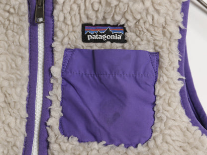 パタゴニア レトロX フリース ベスト キッズ ベビー 4歳 100cm 古着 14年製 アウトドア ボア パイル フルジップ 子ども 重ね着 ナチュラル