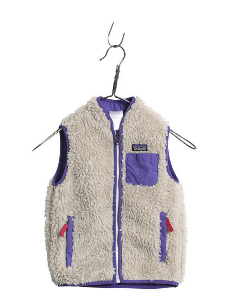 パタゴニア レトロX フリース ベスト キッズ ベビー 4歳 100cm 古着 14年製 アウトドア ボア パイル フルジップ 子ども 重ね着 ナチュラル