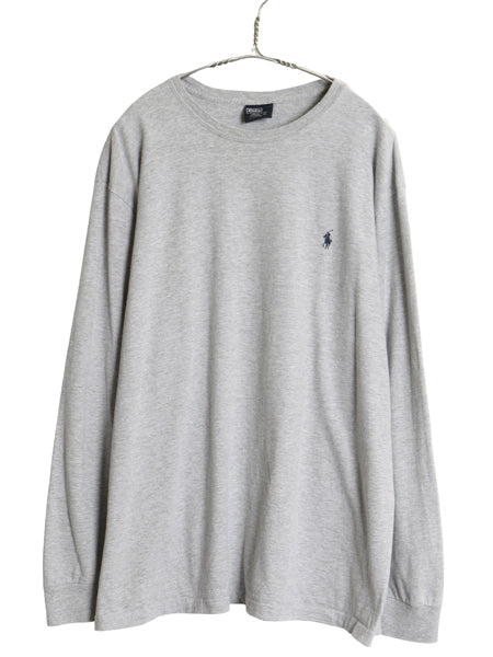 00s ポロ ラルフローレン 長袖 Tシャツ メンズ M / オールド ロンT ロングスリーブ コットン カットソー ワンポイント ポニー 無地 グレー