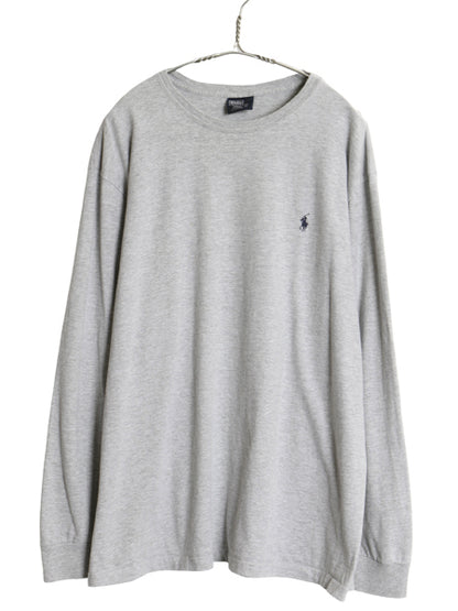 00s ポロ ラルフローレン 長袖 Tシャツ メンズ M / オールド ロンT ロングスリーブ コットン カットソー ワンポイント ポニー 無地 グレー