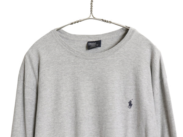 00s ポロ ラルフローレン 長袖 Tシャツ メンズ M / オールド ロンT ロングスリーブ コットン カットソー ワンポイント ポニー 無地 グレー