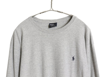 00s ポロ ラルフローレン 長袖 Tシャツ メンズ M / オールド ロンT ロングスリーブ コットン カットソー ワンポイント ポニー 無地 グレー
