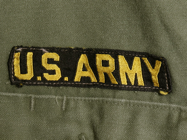 60s 米軍実物 US ARMY コットン サテン ユーティリティ シャツ M / ヴィンテージ OG107 シャツ袖 2nd 軍物 ミリタリー ワッペン フルパッチ