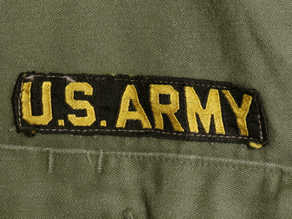 60s 米軍実物 US ARMY コットン サテン ユーティリティ シャツ M / ヴィンテージ OG107 シャツ袖 2nd 軍物 ミリタリー ワッペン フルパッチ