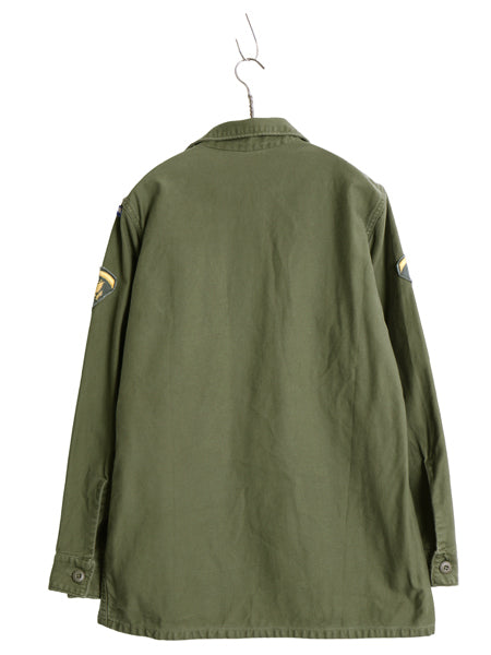 60s 米軍実物 US ARMY コットン サテン ユーティリティ シャツ M / ヴィンテージ OG107 シャツ袖 2nd 軍物 ミリタリー ワッペン フルパッチ