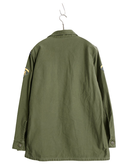 60s 米軍実物 US ARMY コットン サテン ユーティリティ シャツ M / ヴィンテージ OG107 シャツ袖 2nd 軍物 ミリタリー ワッペン フルパッチ