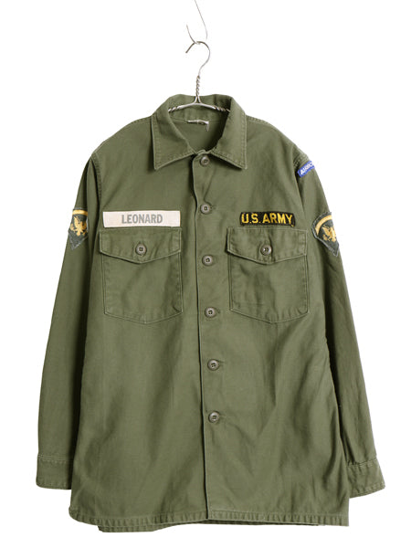 60s 米軍実物 US ARMY コットン サテン ユーティリティ シャツ M / ヴィンテージ OG107 シャツ袖 2nd 軍物 ミリタリー ワッペン フルパッチ