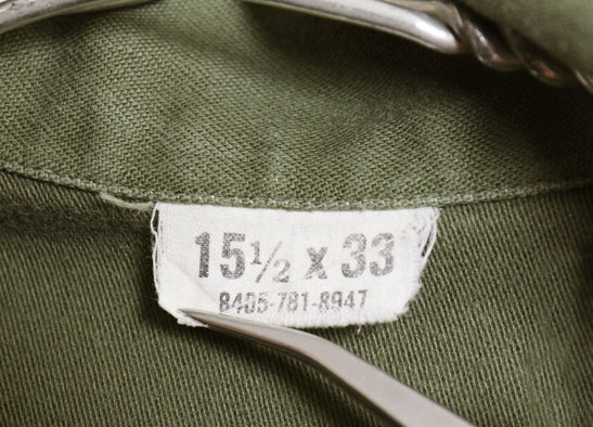 60s 米軍実物 US ARMY コットン サテン ユーティリティ シャツ M / ヴィンテージ OG107 シャツ袖 2nd 軍物 ミリタリー ワッペン フルパッチ