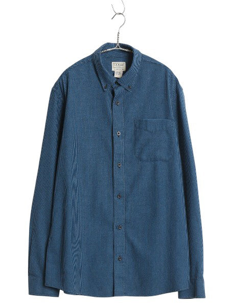 エルエルビーン チェック 長袖 ボタンダウン フランネル シャツ メンズ L / アウトドア コットン 千鳥格子 チェック 長袖シャツ ツートン