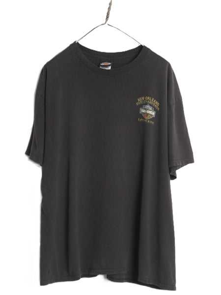 ハーレー ダビッドソン 両面 プリント Tシャツ メンズ XL オフィシャル スカル バイク イラスト アート 大きいサイズ カットソー ブラック
