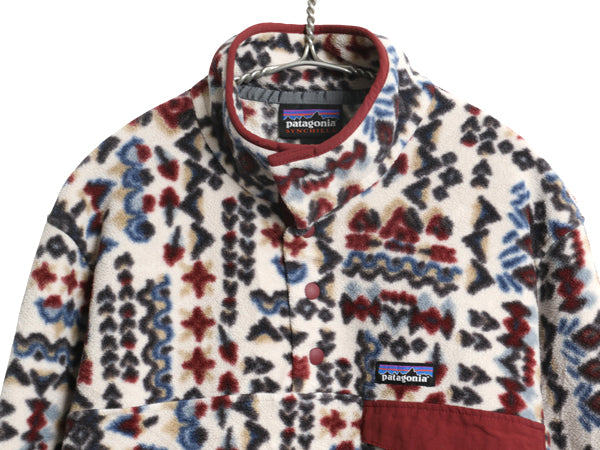 パタゴニア 総柄 ライトウェイト シンチラ スナップT メンズ M / 古着 22年製 プルオーバー フリース ジャケット ブルゾン マルチカラー