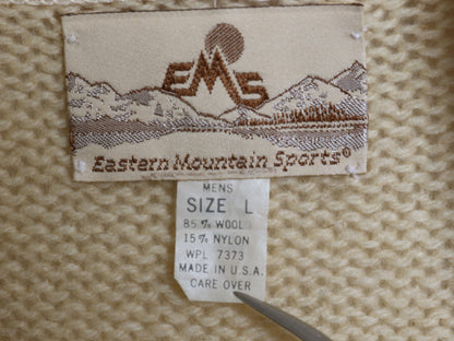 80s USA製 EMS ショールカラー ウール ニット セーター メンズ L ヴィンテージ アウトドア プルオーバー ハイネック ナチュラル シンプル