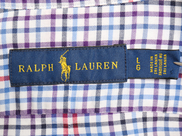 ラルフローレン チェック 長袖 ボタンダウン シャツ メンズ L / 古着 ポロ コットン 長袖シャツ ワイシャツ ワンポイント BD マルチカラー