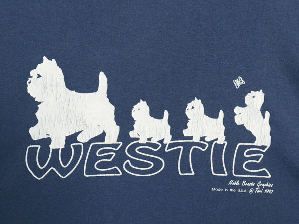 90s USA製 犬 イラスト プリント 半袖 Tシャツ メンズ レディース XL オールド シングルステッチ グラフィック アート 大きいサイズ ブルー