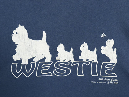 90s USA製 犬 イラスト プリント 半袖 Tシャツ メンズ レディース XL オールド シングルステッチ グラフィック アート 大きいサイズ ブルー