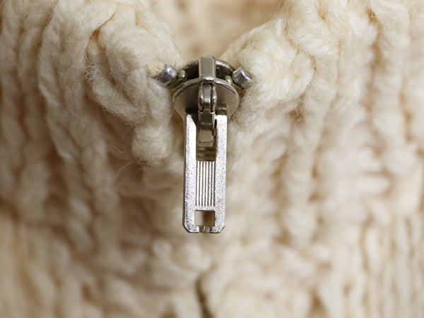 80's アイルランド製 フィッシャーマン ニット セーター ジャケット レディース M 程/ ヴィンテージ ハンドメイド アランニット ナチュラル