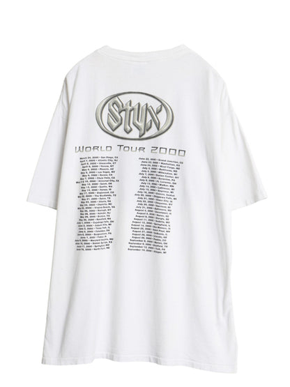 00s スティクス ツアー 両面 プリント Tシャツ メンズ XL 古着 オールド バンド ロック イラスト フォト シングルステッチ 大きいサイズ 白