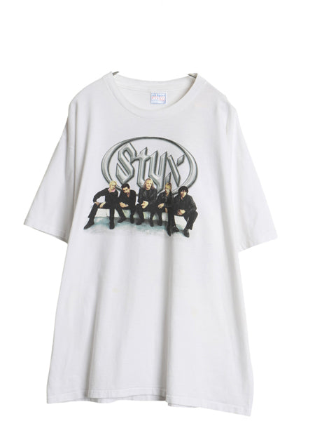 00s スティクス ツアー 両面 プリント Tシャツ メンズ XL 古着 オールド バンド ロック イラスト フォト シングルステッチ 大きいサイズ 白