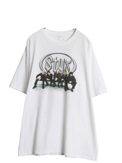 00s スティクス ツアー 両面 プリント Tシャツ メンズ XL 古着 オールド バンド ロック イラスト フォト シングルステッチ 大きいサイズ 白