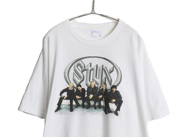 00s スティクス ツアー 両面 プリント Tシャツ メンズ XL 古着 オールド バンド ロック イラスト フォト シングルステッチ 大きいサイズ 白
