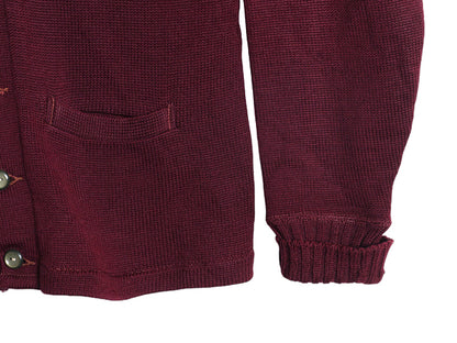 40s ★ ピューリタン ウール ニット カーディガン メンズ M 古着 ヴィンテージ セーター 前開き アワード バーガンディ 無地 ポケット付き