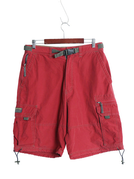 00s ☆ BRITCHES ギミック カーゴ ショーツ  メンズ 33 古着 オールド Y2K ベルト付き ストリート ショートパンツ ルーズ ワイド バギー 赤