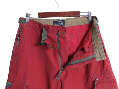 00s ☆ BRITCHES ギミック カーゴ ショーツ  メンズ 33 古着 オールド Y2K ベルト付き ストリート ショートパンツ ルーズ ワイド バギー 赤