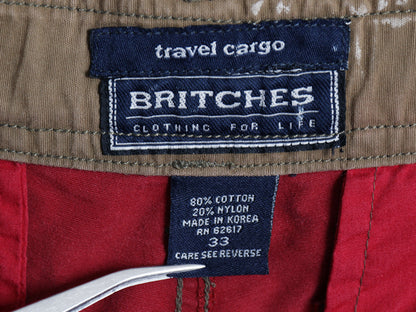 00s ☆ BRITCHES ギミック カーゴ ショーツ  メンズ 33 古着 オールド Y2K ベルト付き ストリート ショートパンツ ルーズ ワイド バギー 赤