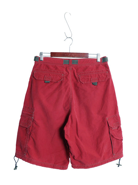 00s ☆ BRITCHES ギミック カーゴ ショーツ  メンズ 33 古着 オールド Y2K ベルト付き ストリート ショートパンツ ルーズ ワイド バギー 赤