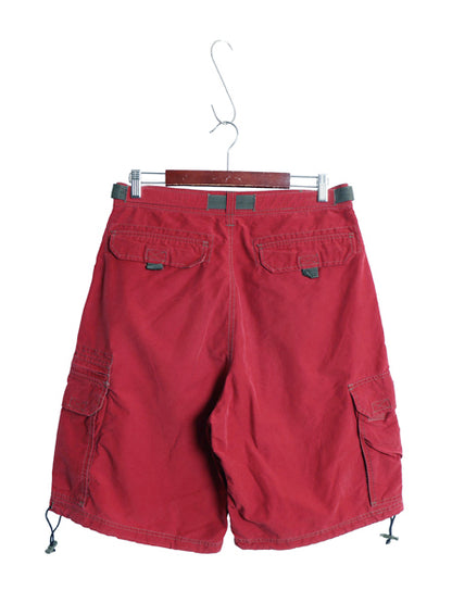 00s ☆ BRITCHES ギミック カーゴ ショーツ  メンズ 33 古着 オールド Y2K ベルト付き ストリート ショートパンツ ルーズ ワイド バギー 赤