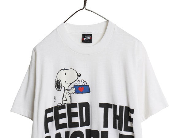 80s USA製 スヌーピー プリント Tシャツ メンズ レディース XL 小さめ L 程/ ヴィンテージ オフィシャル キャラクター シングルステッチ 白