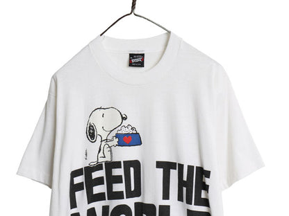 80s USA製 スヌーピー プリント Tシャツ メンズ レディース XL 小さめ L 程/ ヴィンテージ オフィシャル キャラクター シングルステッチ 白